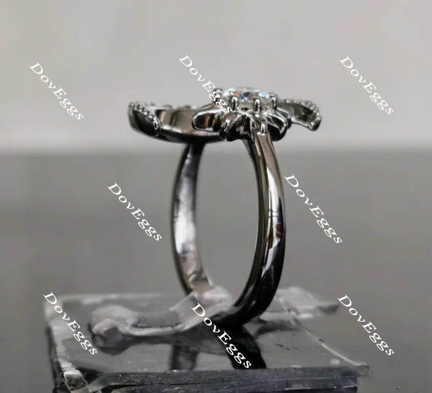 Doveggs Crescent Moon and Star moissanite/Lab grown diamond engagement ring wedding bands-2.6mm band width