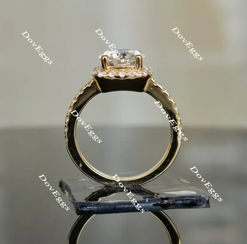 Doveggs round halo pave moissanite bridal set (3 rings)