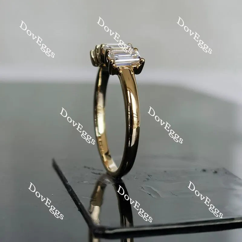 Doveggs four-stone emerald moissanite /lab grown diamond wedding band/moissanite ring