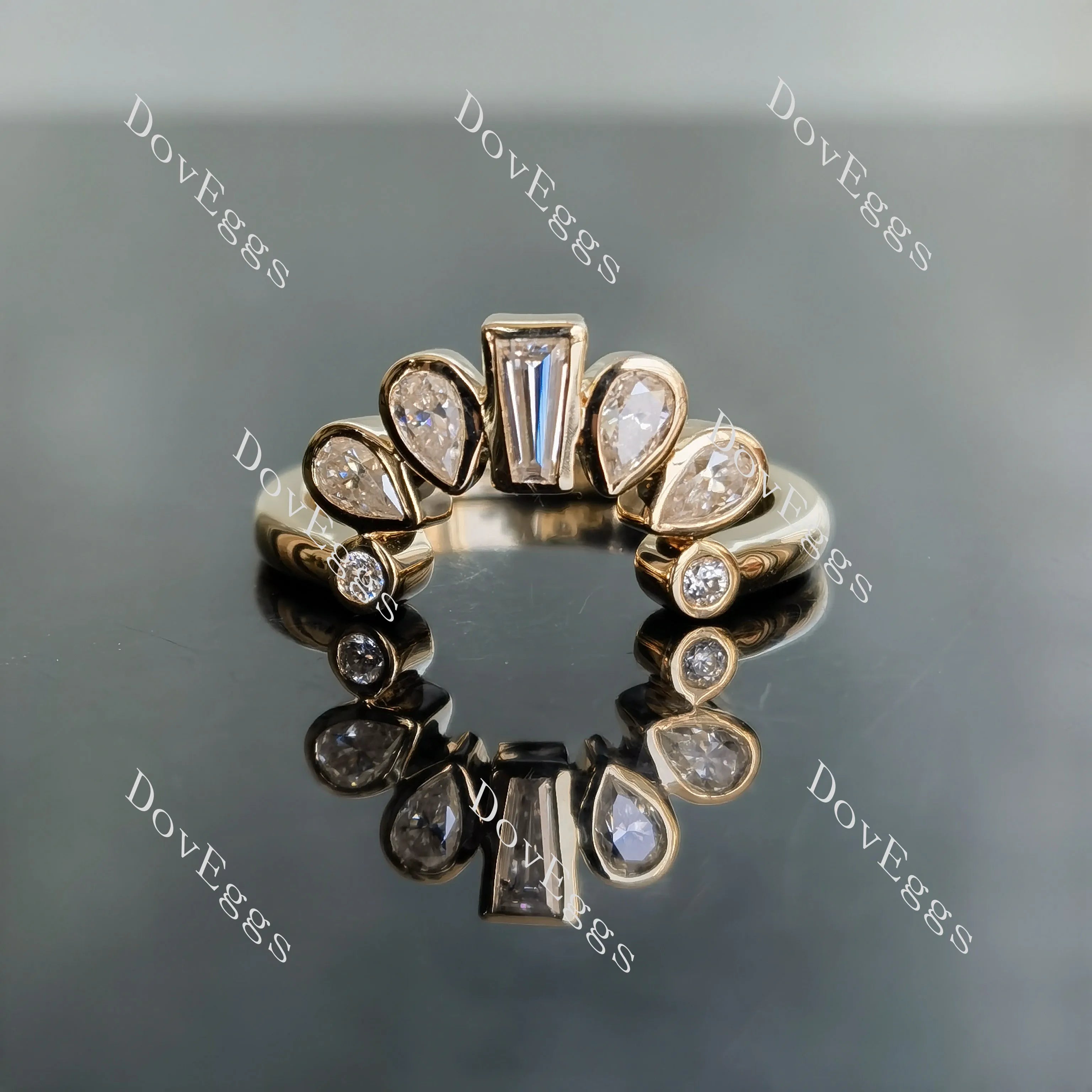 Doveggs round bezel moissanite/lab grown diamond wedding band-2.0mm band width