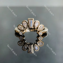 Doveggs round bezel moissanite/lab grown diamond wedding band-2.0mm band width