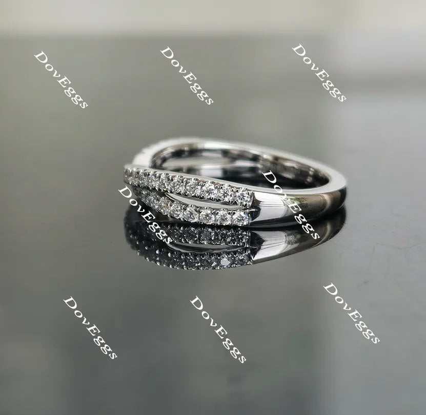 Doveggs pave curved moissanite/lab grown diamond wedding band-2.1mm band width