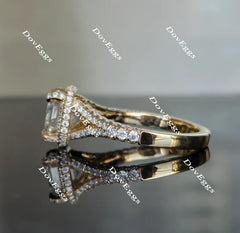 Bemyringsister three paved & halo engagement ring only semi-mount only(Exclusively to DovEggs Stones)