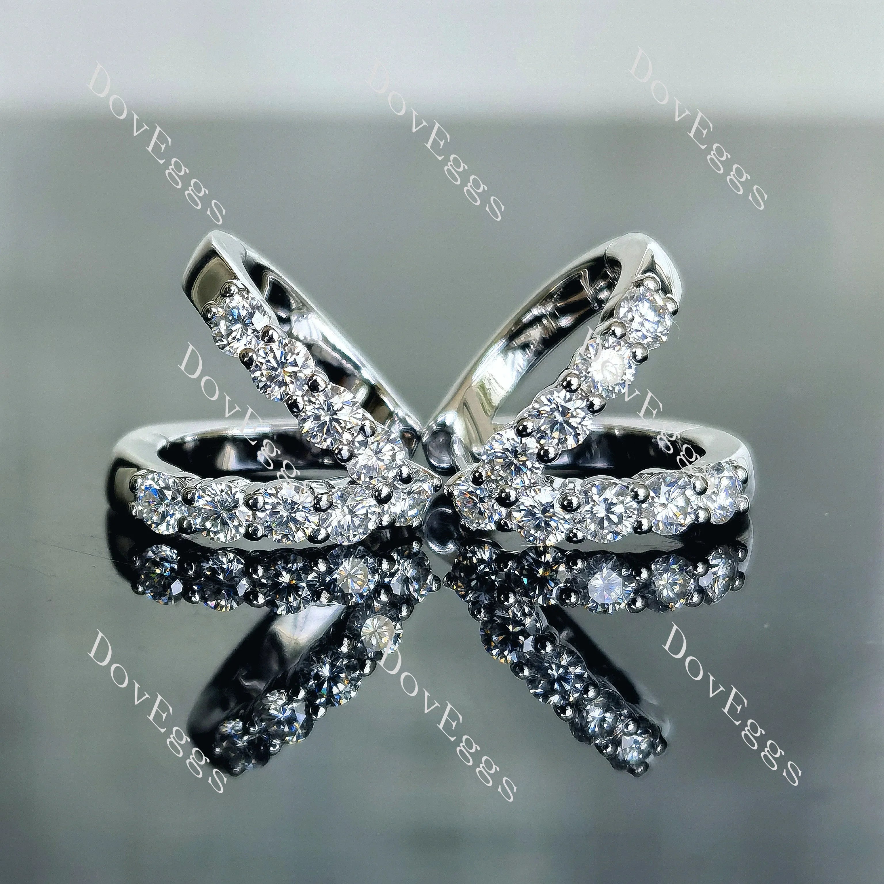 Doveggs round pave moissanite/lab grown diamond earrings