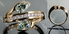 Eisalia pear two stones channel set colored moissanite/colored gem engagement ring