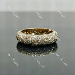 Doveggs vintage milgrain full eternity round moissanite/lab grown diamond wedding band-5.2mm band width