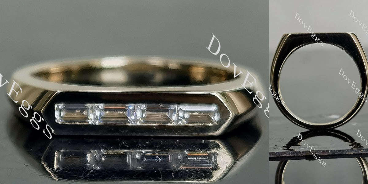 Doveggs baguette bezel moissanite/lab grown diamond wedding band-2.0mm band width
