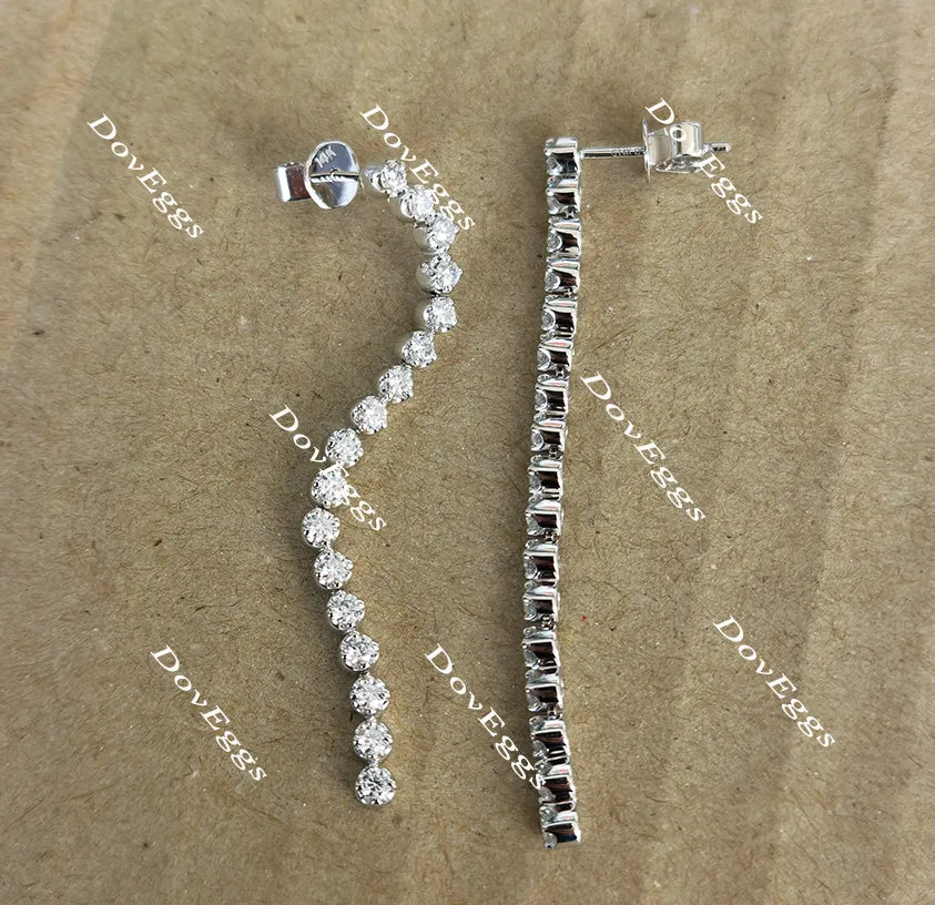 Doveggs round moissanite/lab grown diamond dangle earrings for women