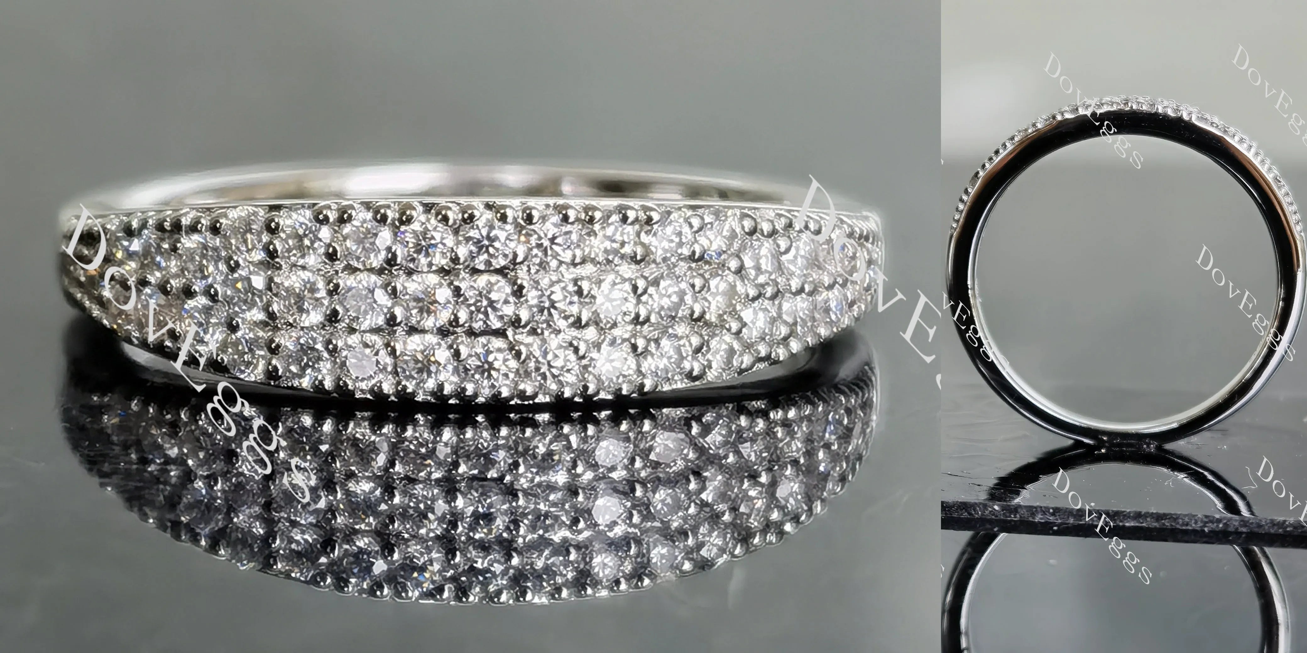 Doveggs round pave moissanite/lab grown diamond wedding band-2.0mm band width