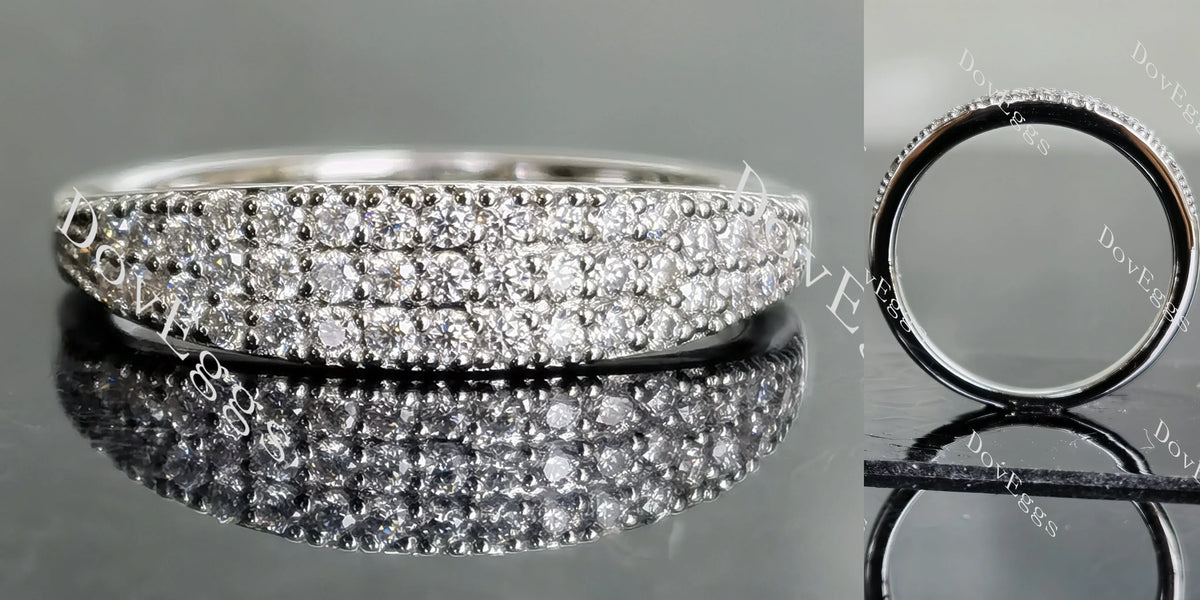 Doveggs round pave moissanite/lab grown diamond wedding band-2.0mm band width