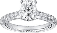 Doveggs sterling silver 1.8ct elongated cushion moissanite ring Band Width 2.8mm