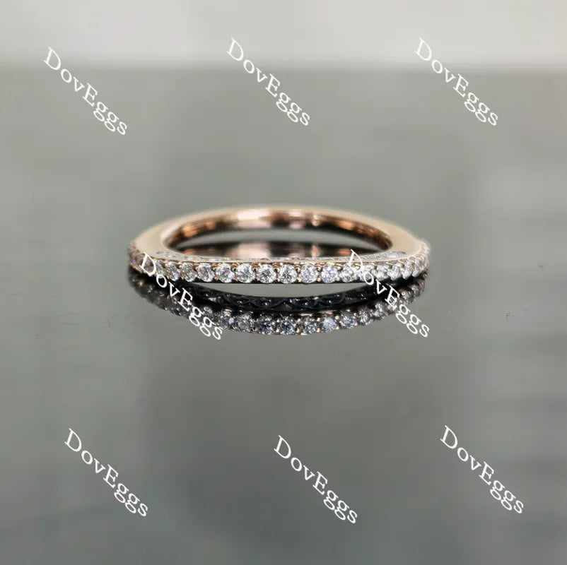 Doveggs round vintage half eternity pave moissanite/lab grown diamond wedding band-1.4mm band width