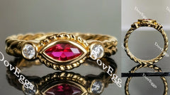 Doveggs marquise bezel setting vivid pegion blood ruby colored gem engagement ring