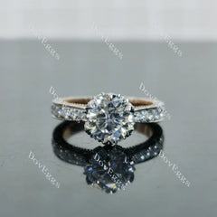 (size 6) Doveggs sterling silver & plated with yellow gold 1.5ct round moissanite engagement ring