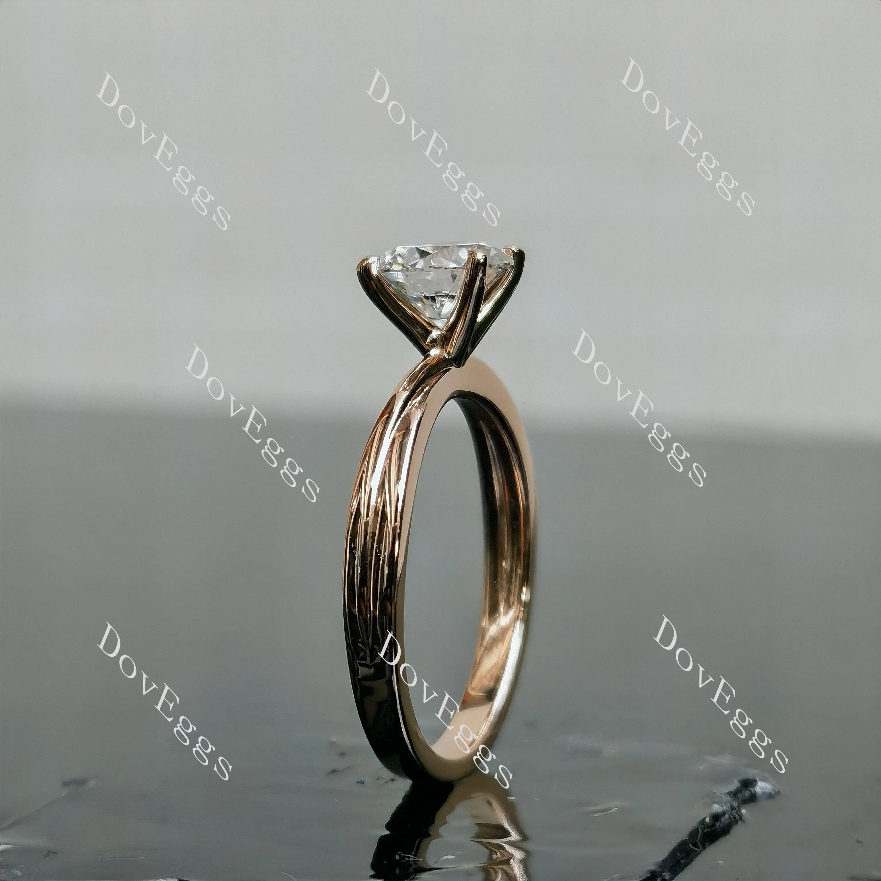 Doveggs Round Pave Solitaire Lab Grown Diamond Engagement Ring