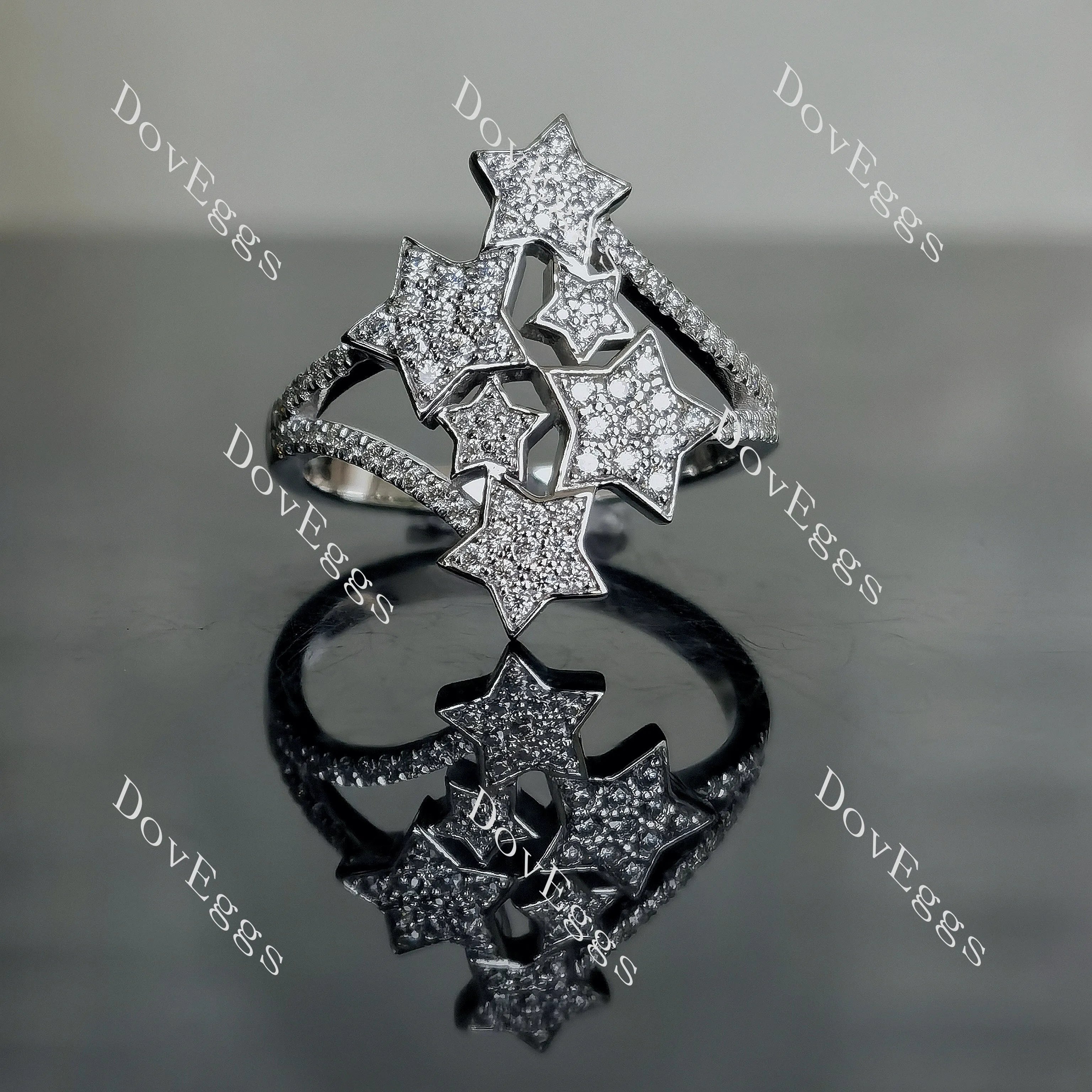 Star Gazing round pave moissanite/lab grown diamond wedding band-1.9mm band width