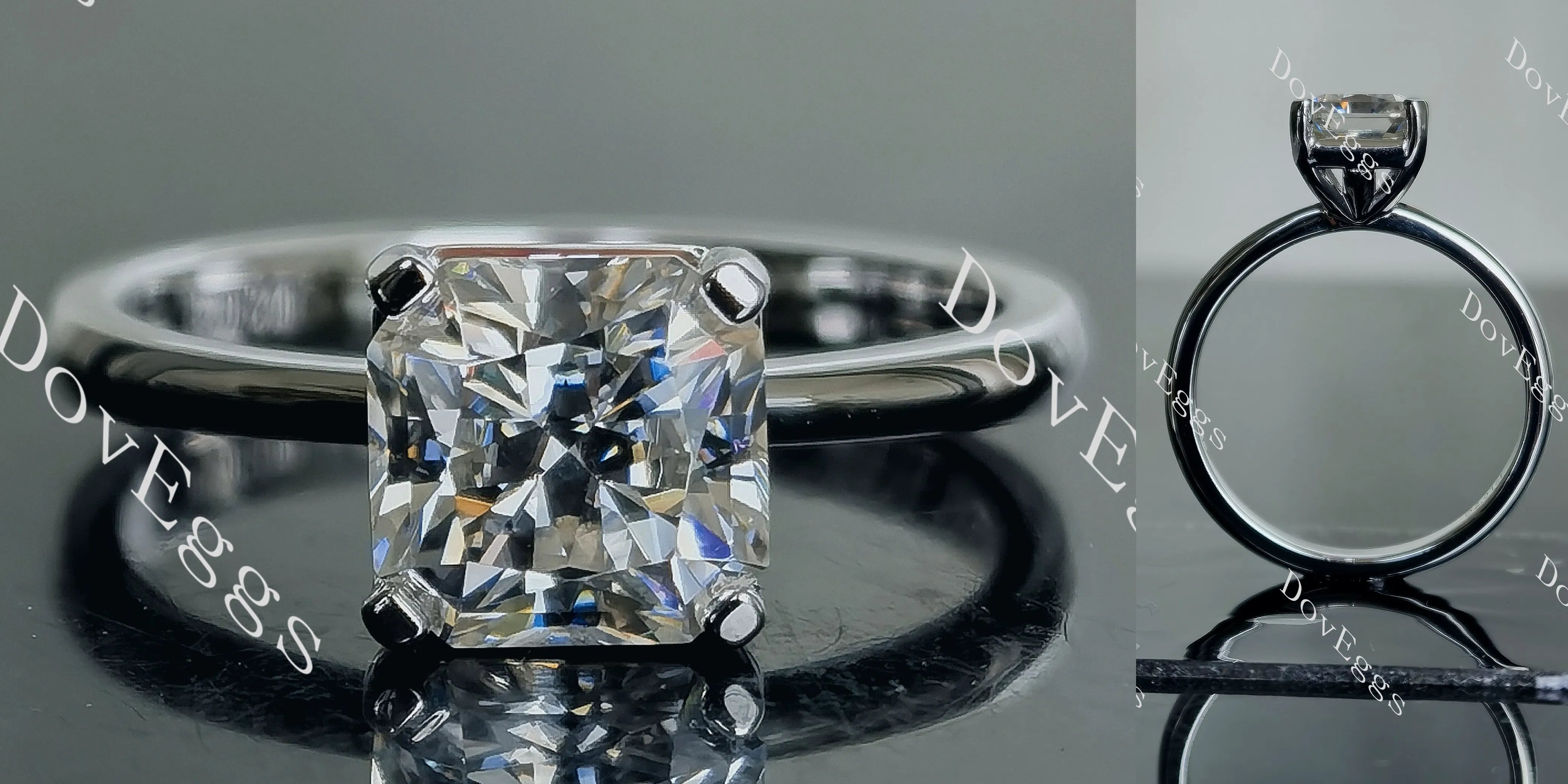 Doveggs radiant solitaire moissanite engagement ring