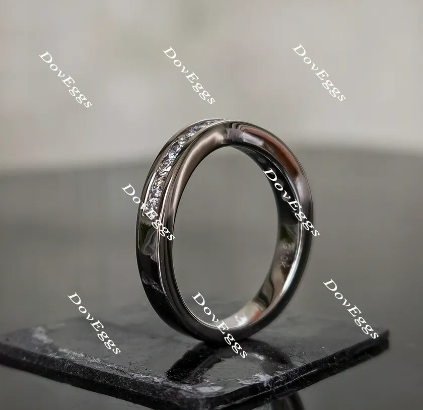 Doveggs channel set curved moissanite/Lab grown diamond wedding band for women-2.8mm band width