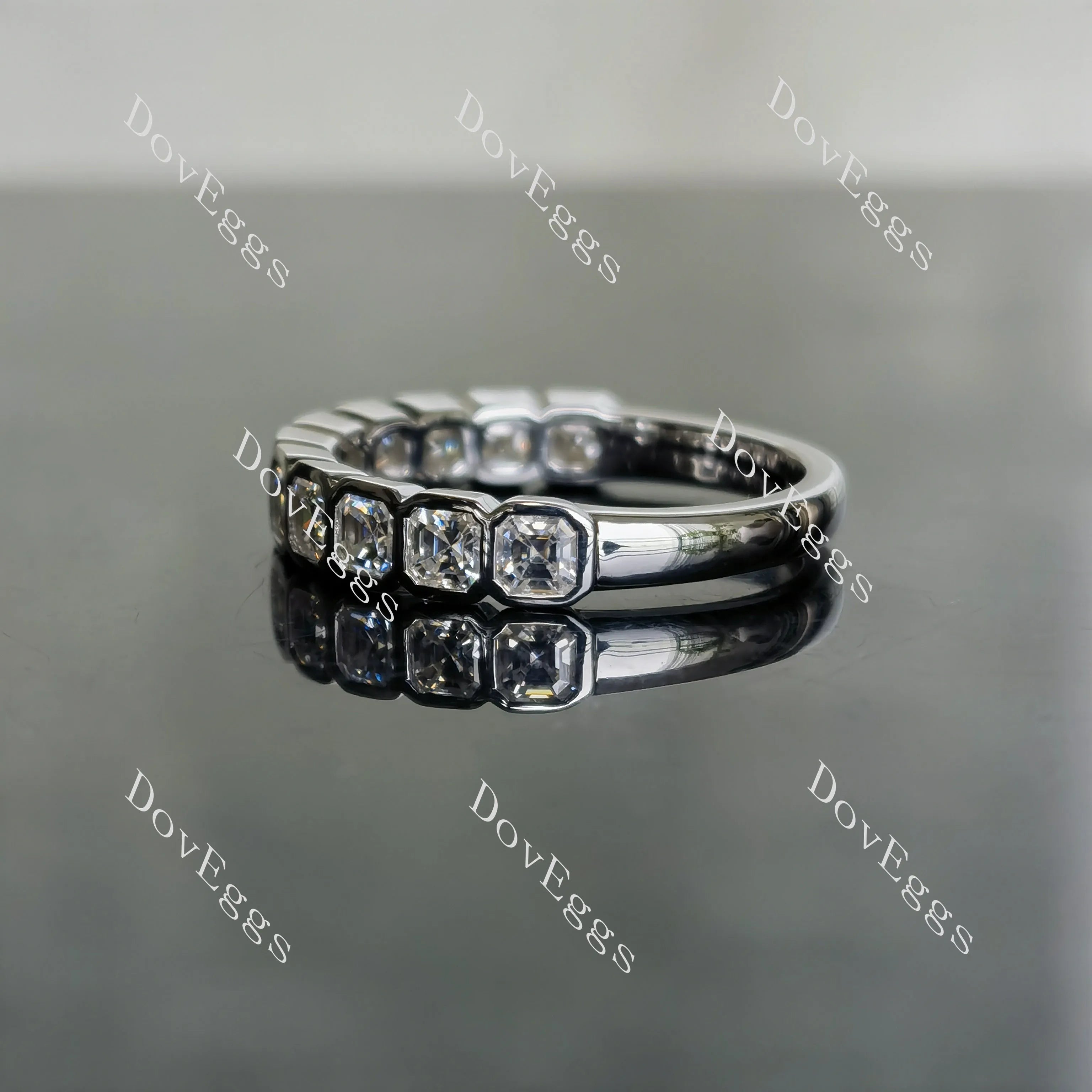 Doveggs asscher eternity bezel moissanite wedding band-3.7mm band width