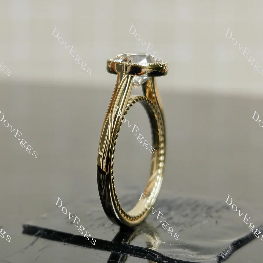 Doveggs bezel solitaire engagement ring semi-mount only(Exclusively to DovEggs Stones)