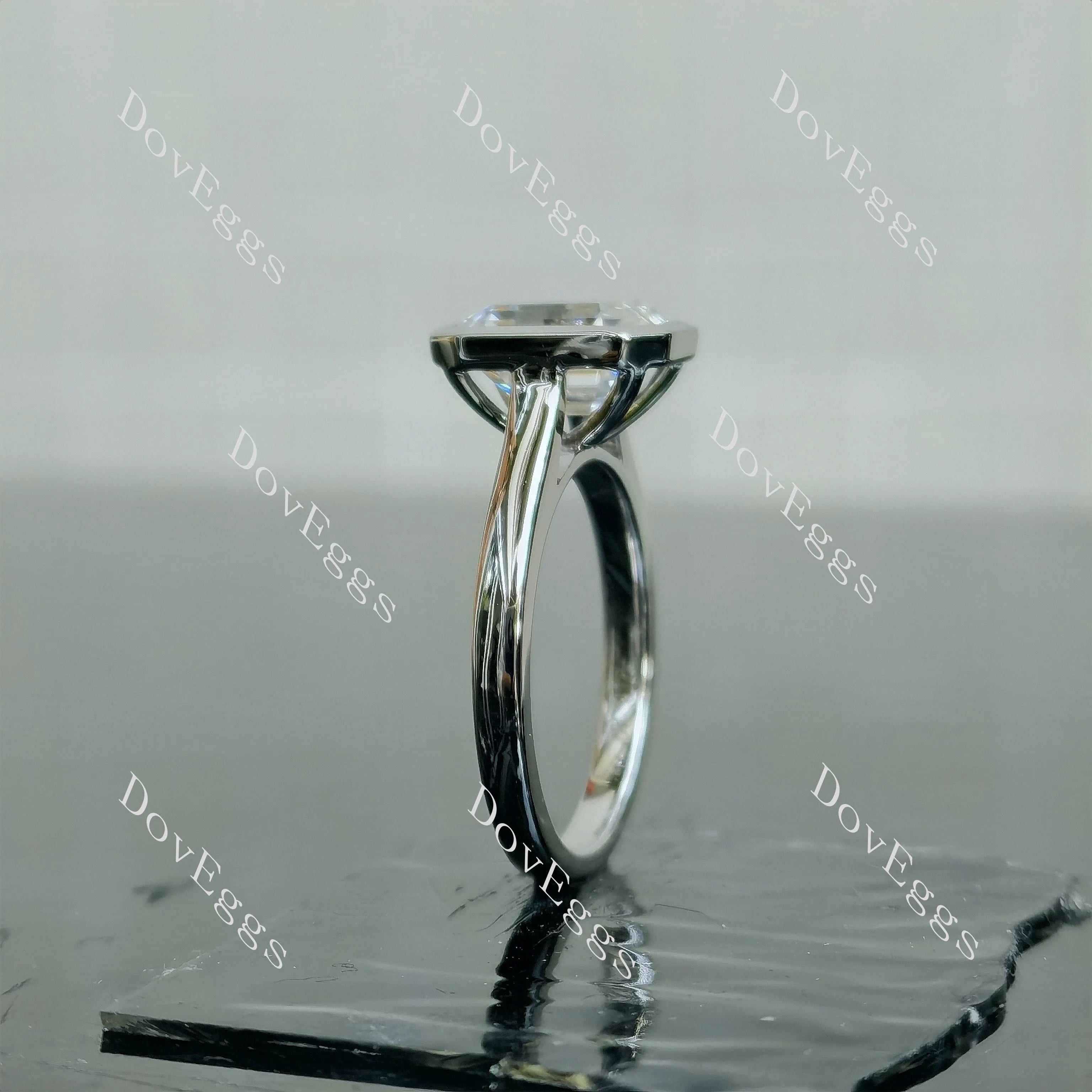 Doveggs Elizabeth Taylor Krupp Cut bezel solitaire moissanite engagement ring