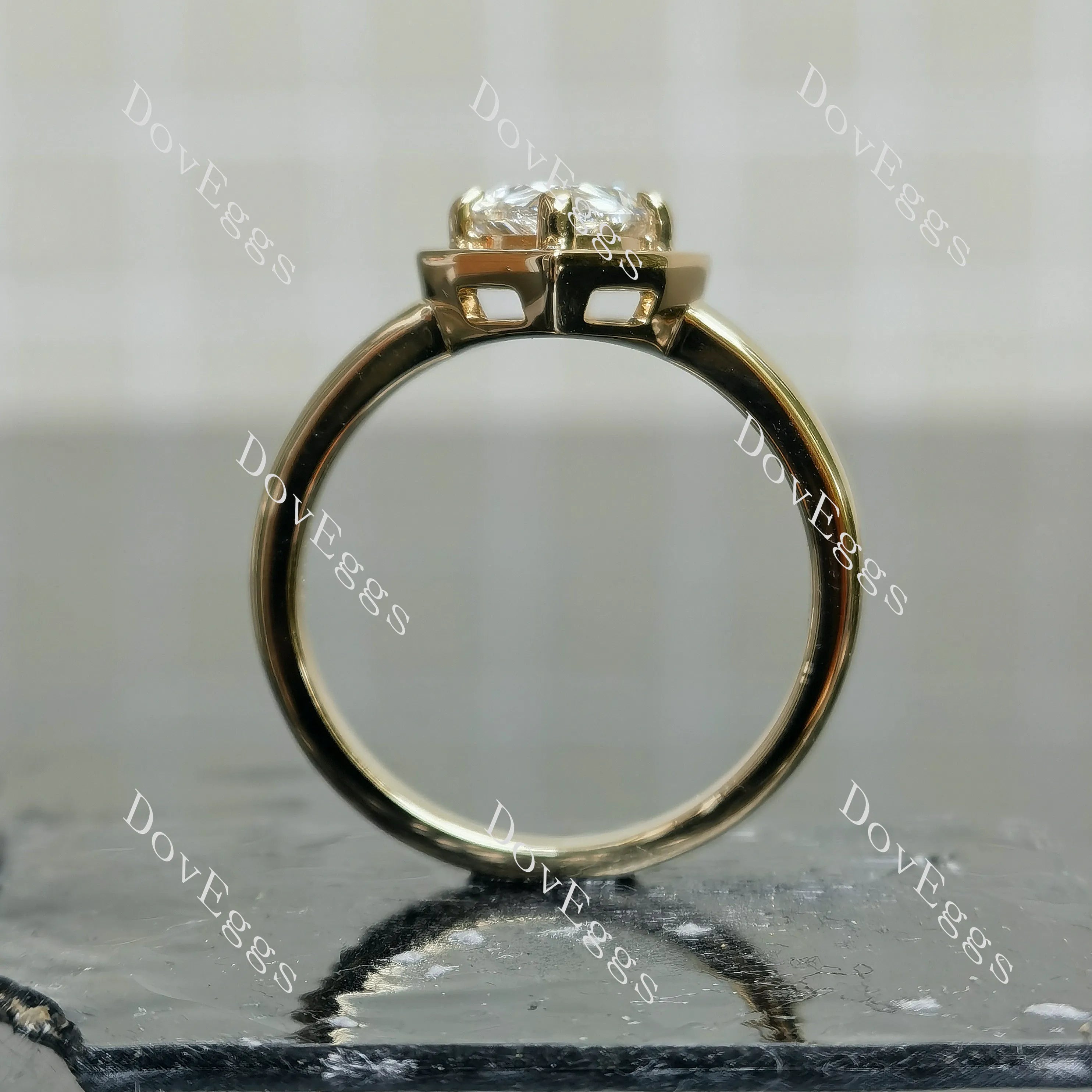 Doveggs Pear Pave Solitaire Lab Grown Diamond Engagement Ring