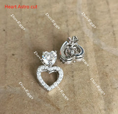Doveggs heart halo moissanite earrings for women