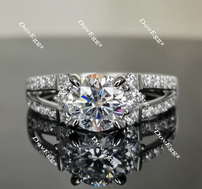 Doveggs round pave moissanite ring with split band