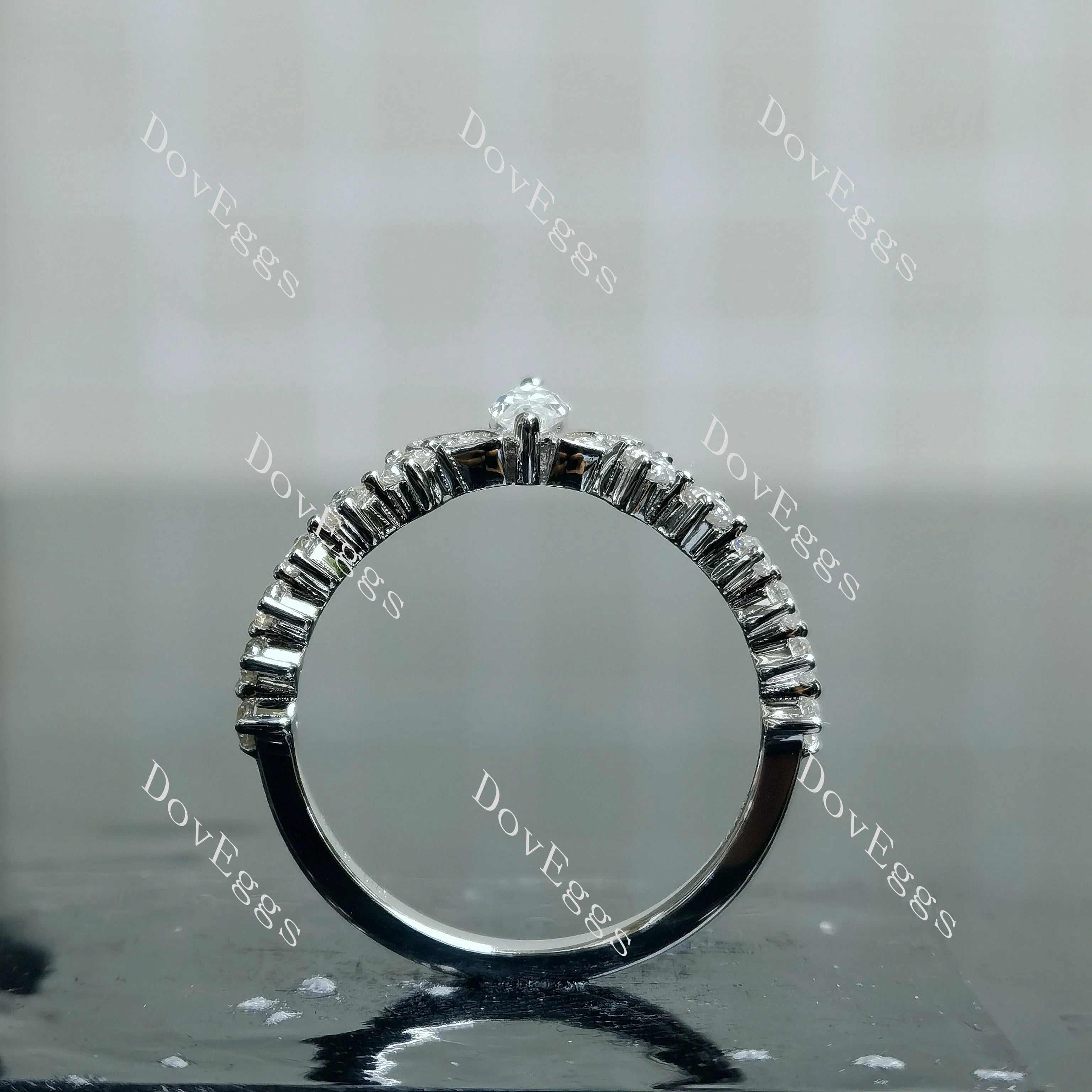 Doveggs marquise round pave moissanite/lab grown diamond wedding band-2.0mm band width