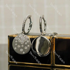 Round pave multicolor art deco moissanite/labgrown diamond/colored gem dangle earrings| Doveggs
