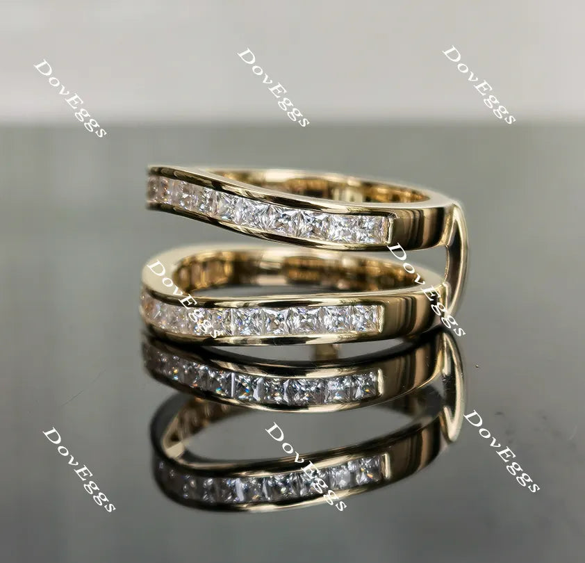 Doveggs princess moissanite/lab grown diamond wedding band/enhancer-8.1mm band width