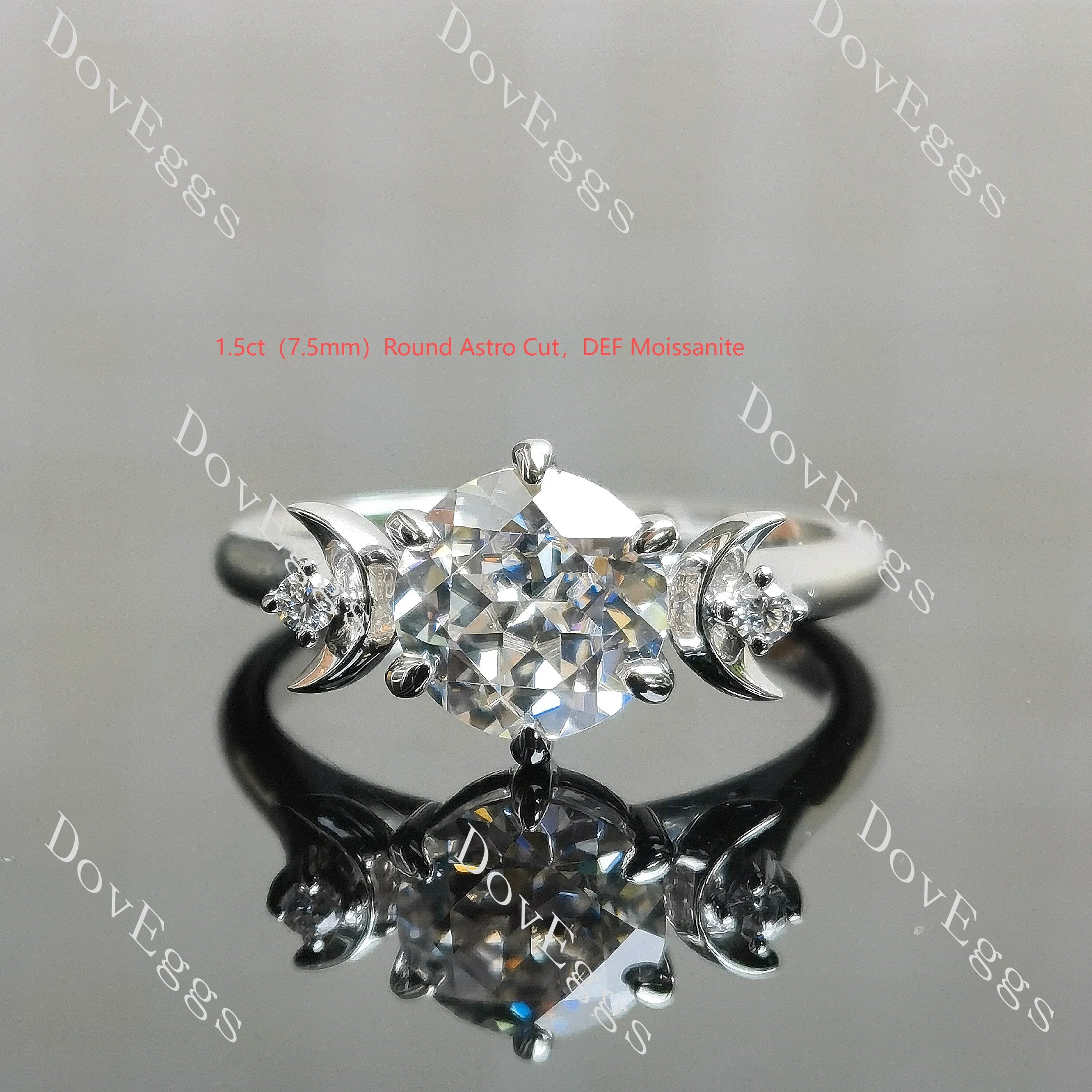 Doveggs half moon three-stone moissanite engagement ring