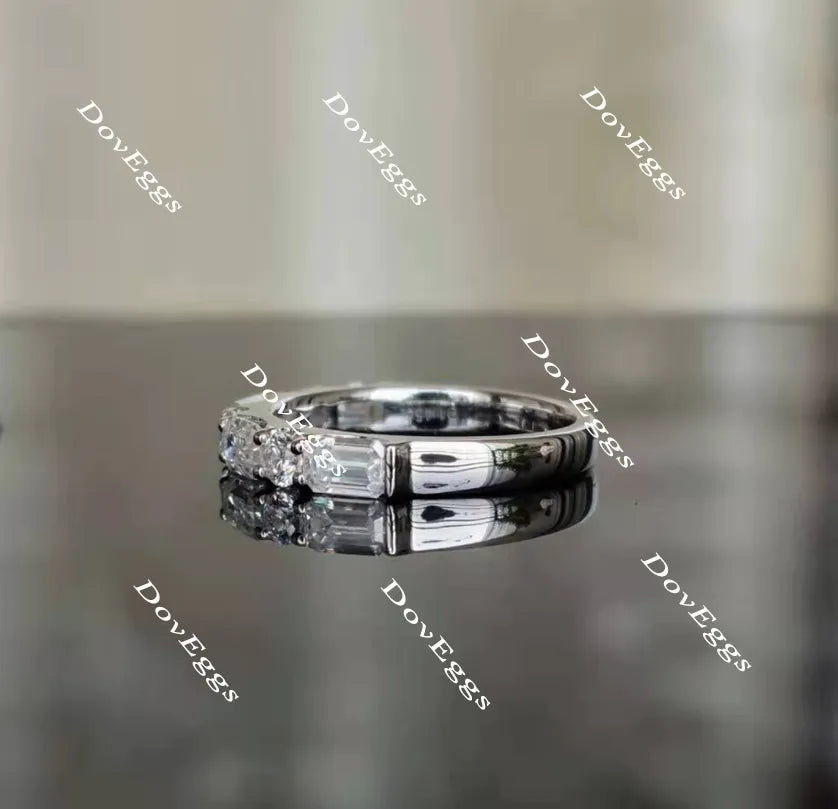 Doveggs Emerald art deco moissanite/Lab grown diamond wedding band/moissanite ring-2.4mm band width