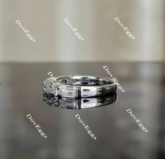 Doveggs Emerald art deco moissanite/Lab grown diamond wedding band/moissanite ring-2.4mm band width