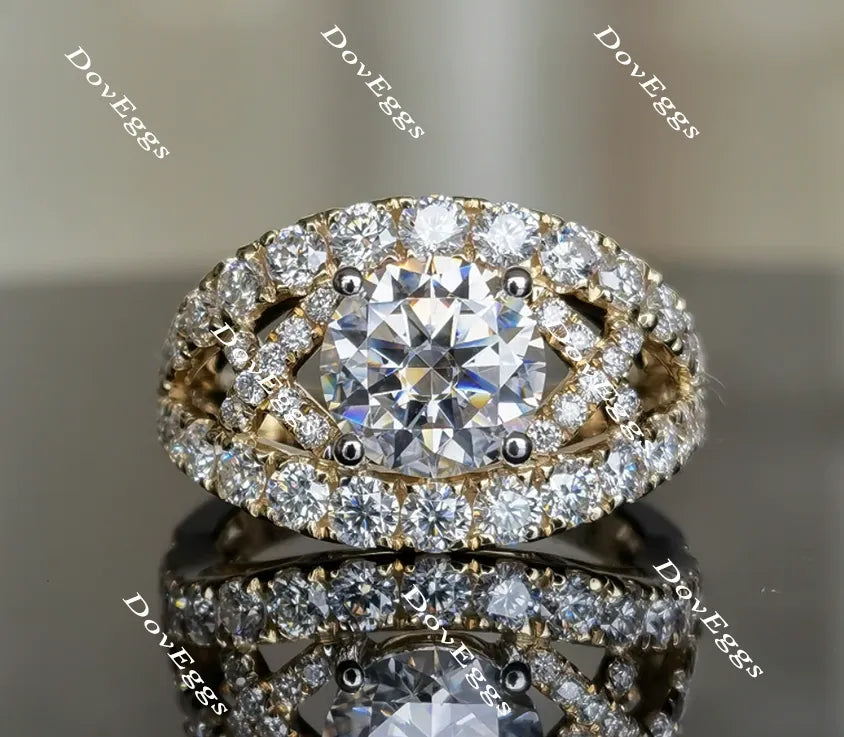 Doveggs split shank round moissanite engagement ring