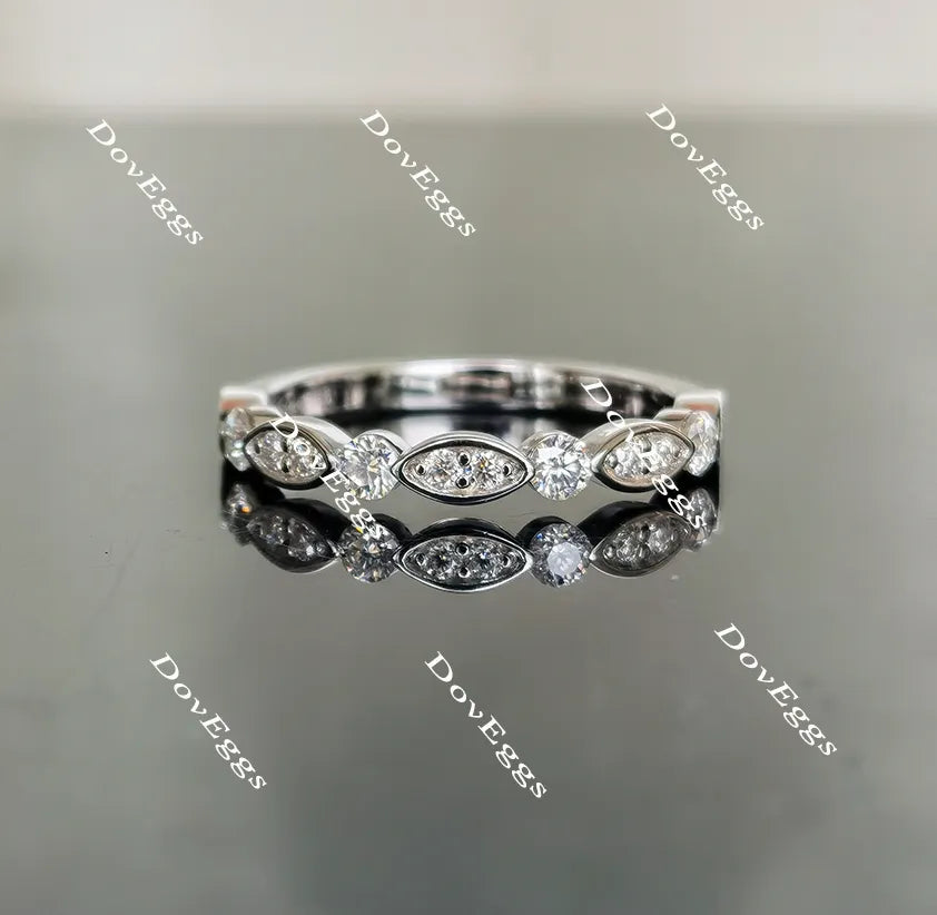 Doveggs round art deco half eternity moissanite/lab grown diamond wedding band-2.2mm band width