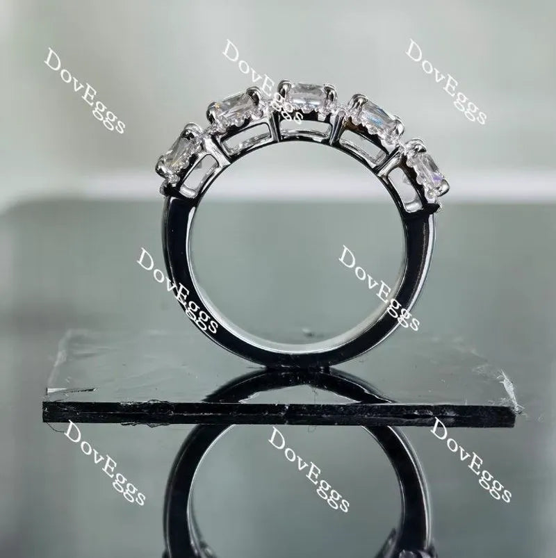 Doveggs princess five stone halo moissanite/lab grown diamond wedding bands-3mm band width