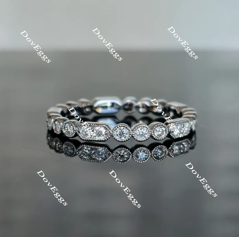 Doveggs round art deco full eternity moissanite/lab grown diamond wedding bands-2.7mm band width