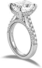 Doveggs elongated cushion sterling silver hidden halo moissanite engagement ring