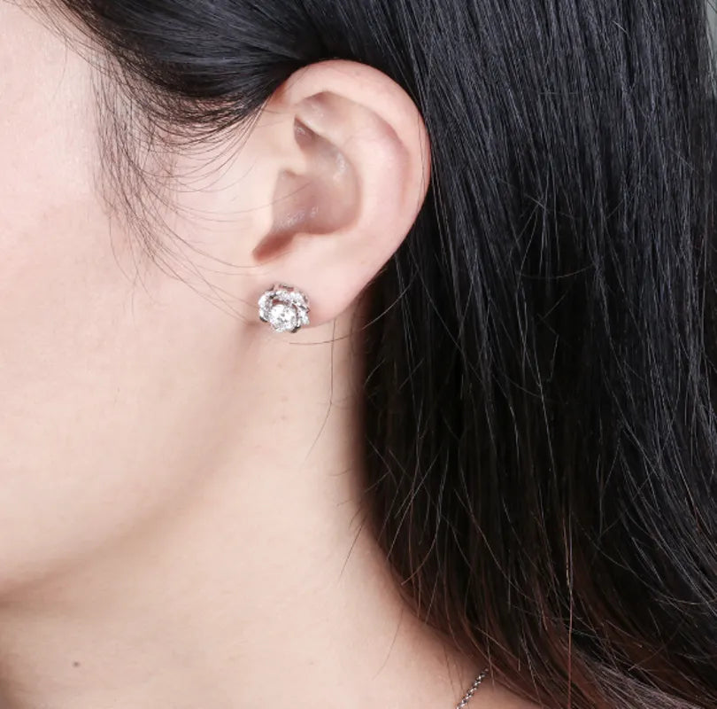 Doveggs studs push back round moissanite earrings