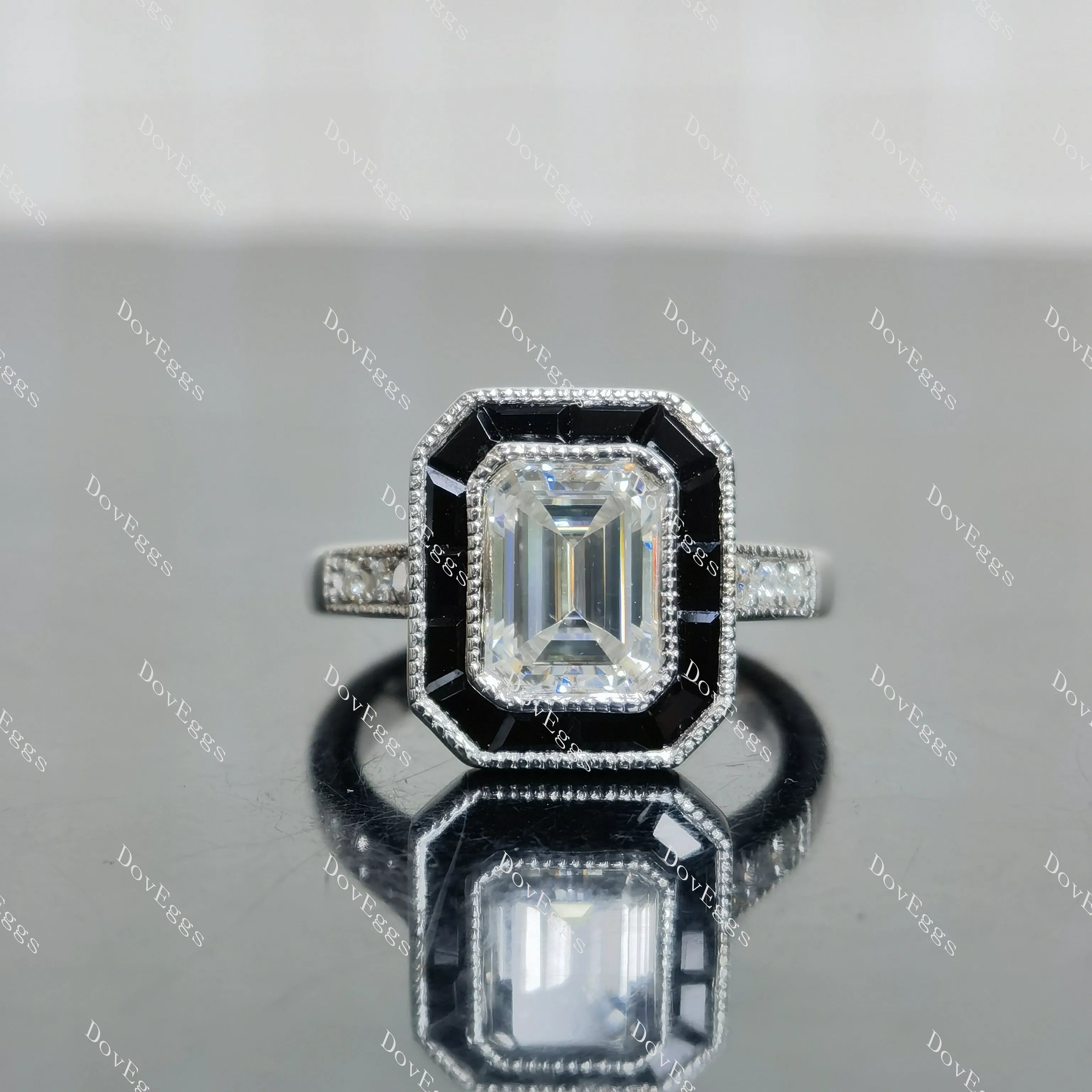 (size 4.75)Doveggs 2ct GHI color emearld moissanite engagement SS ring
