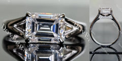 Doveggs emerald split shank hidden halo moissanite engagement ring