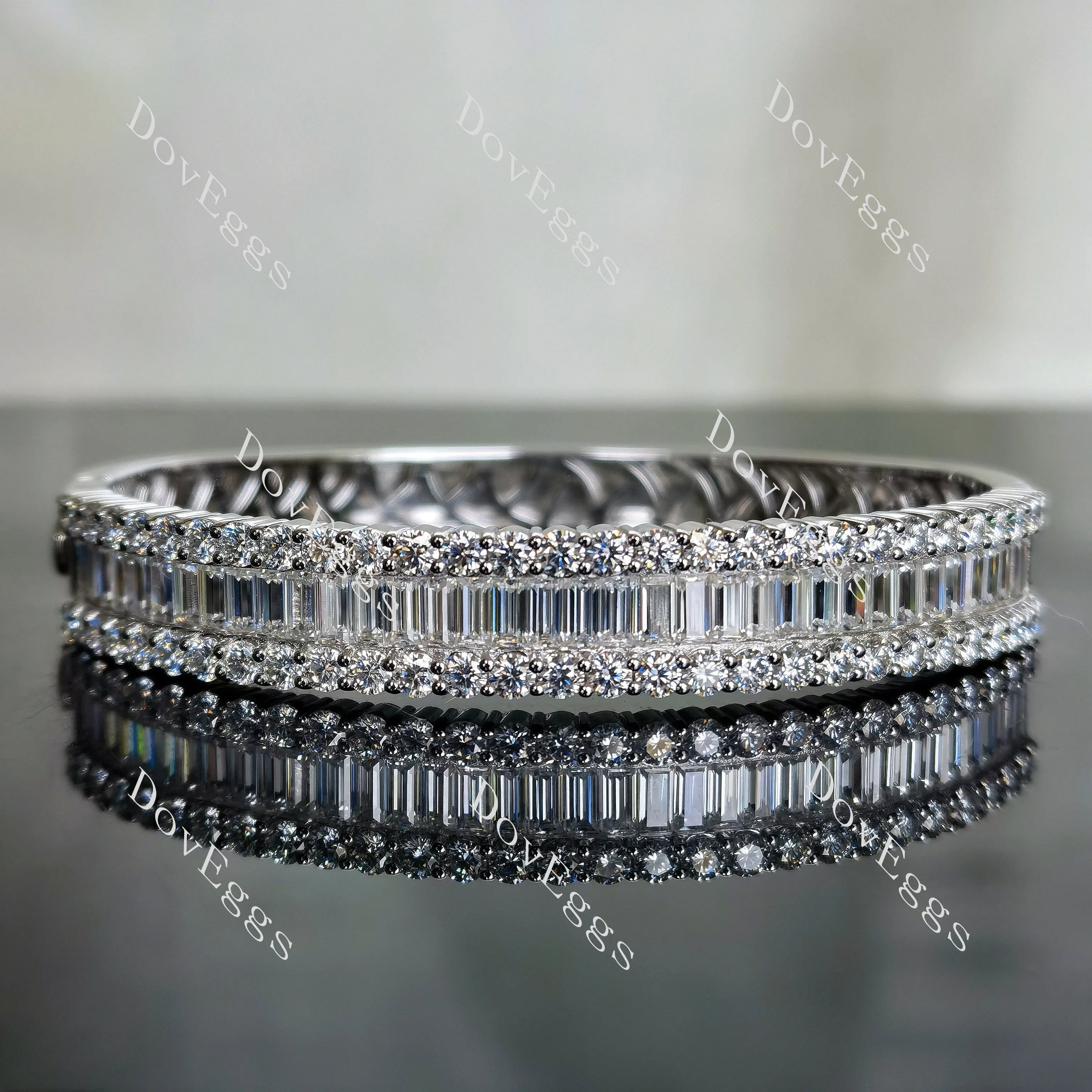 Doveggs baguette round eternity pave moissanite/lab grown diamond bangle for women