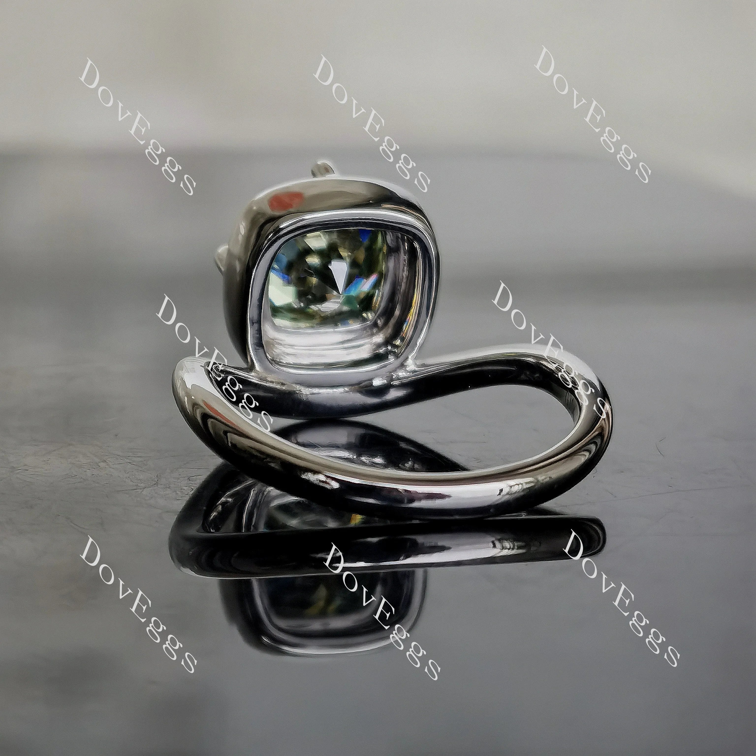 Doveggs cushion bezel solitaire colored moissanite engagement ring