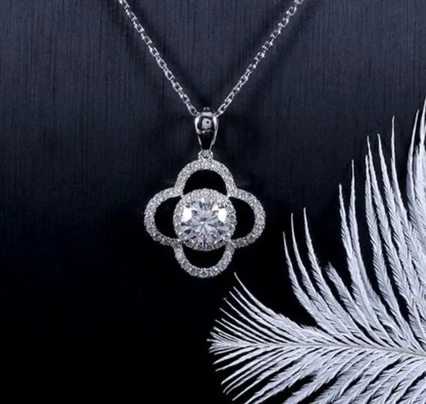 Doveggs premade halo 1ct moissanite pendant necklace for women(pendant only)