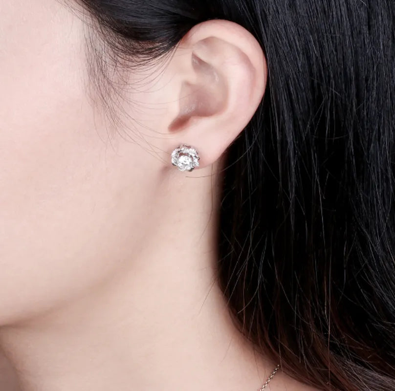 Doveggs studs push back round moissanite earrings