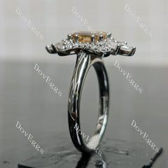 (size 9.5) Doveggs sterling silver 2ct Emerald champagne moissanite engagement ring