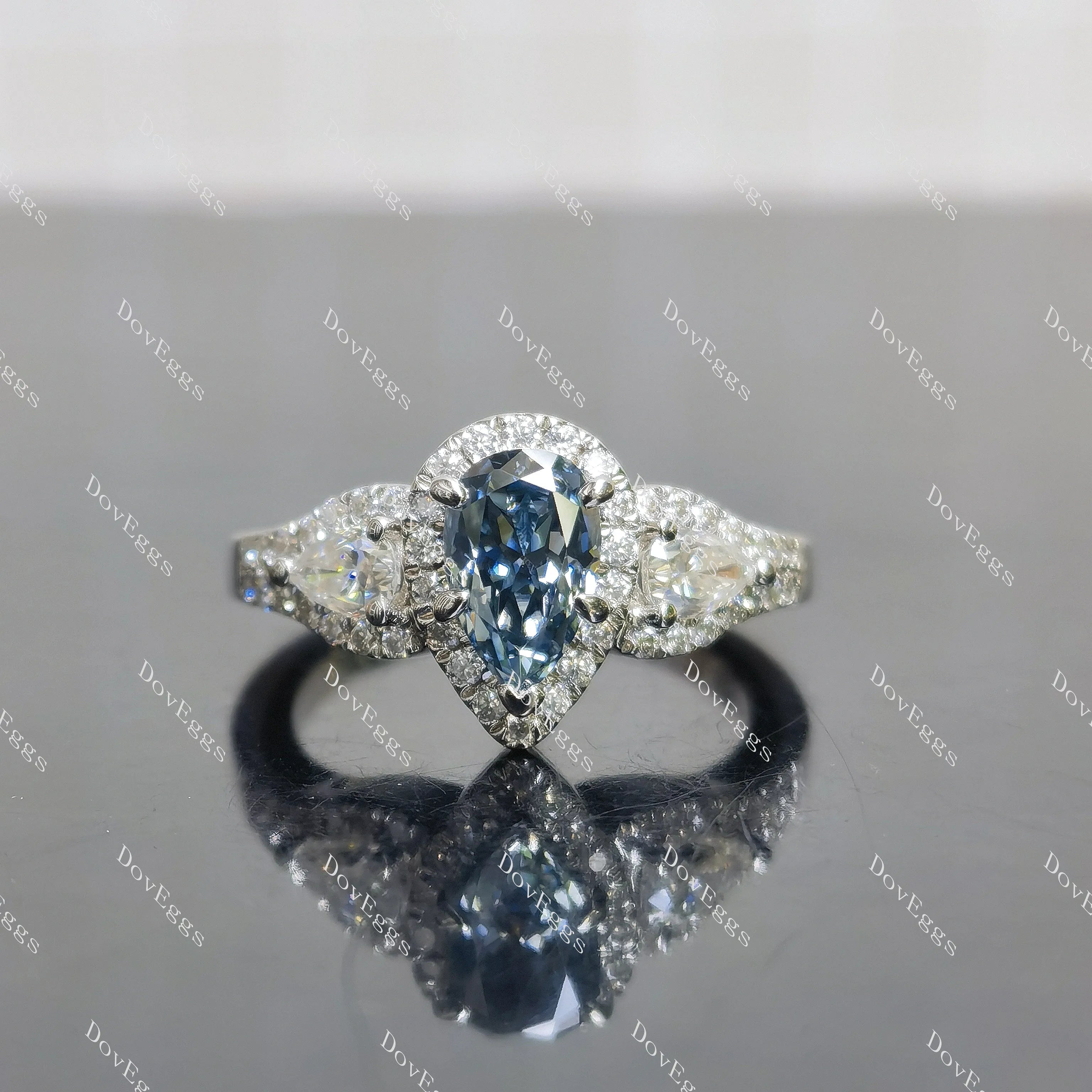(size 5.75) Doveggs 1.25ct Stardust Grey pear moissanite sterling silver engagement ring
