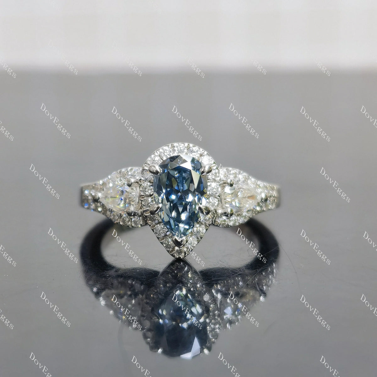 (size 5.75) Doveggs 1.25ct Stardust Grey pear moissanite sterling silver engagement ring