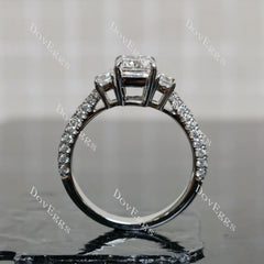 Doveggs Radiant Pave Side Stones Half Eternity Lab Grown Diamond Engagement Ring